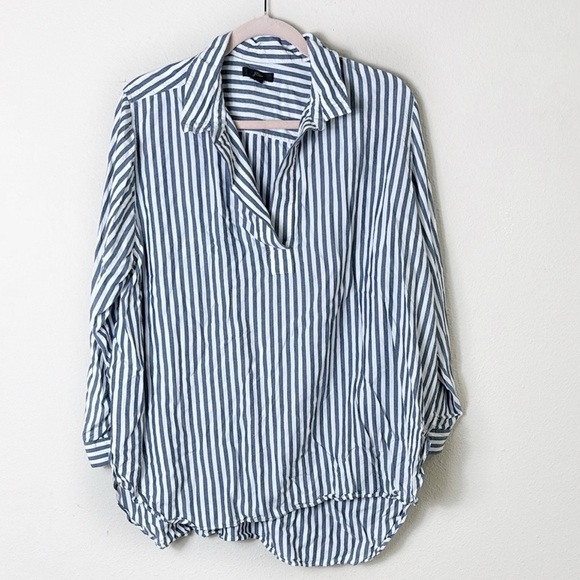 J.Crew Collared Tie-Sleeve Popover Stripe Shirt Tunic sz XL - Picture 9 of 10